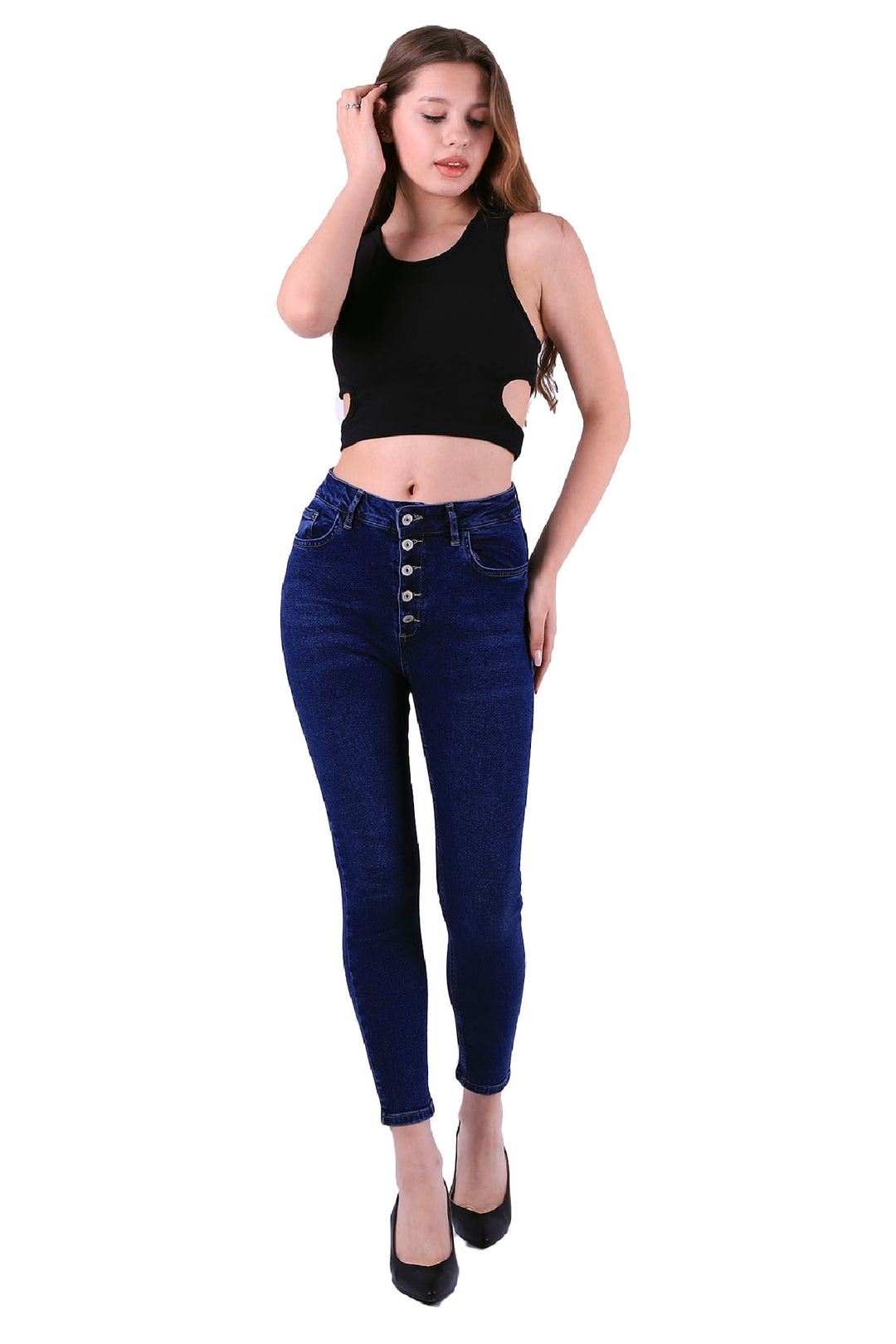 XLJ High Waisted Skinny Jean with Five Buttons in Front Mixed - Surbiton