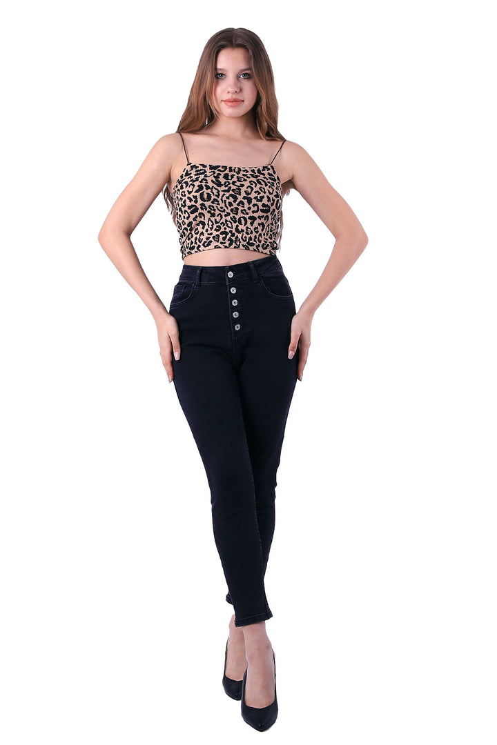 XLJ High Waisted Skinny Jean with Five Buttons in Front Mixed - Massy