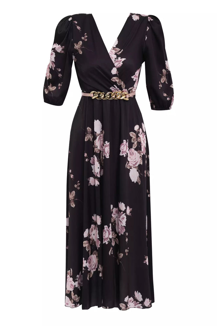 FRV Printed satin short sleeve midi dress - Canton
