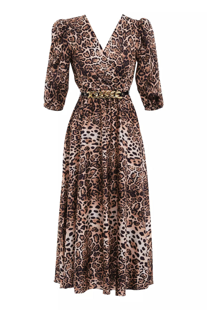 FRV Printed satin short sleeve midi dress - Venice