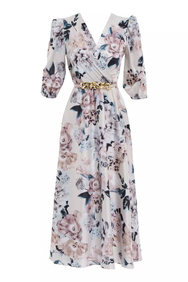 FRV Printed satin short sleeve midi dress - Ciudad Hidalgo
