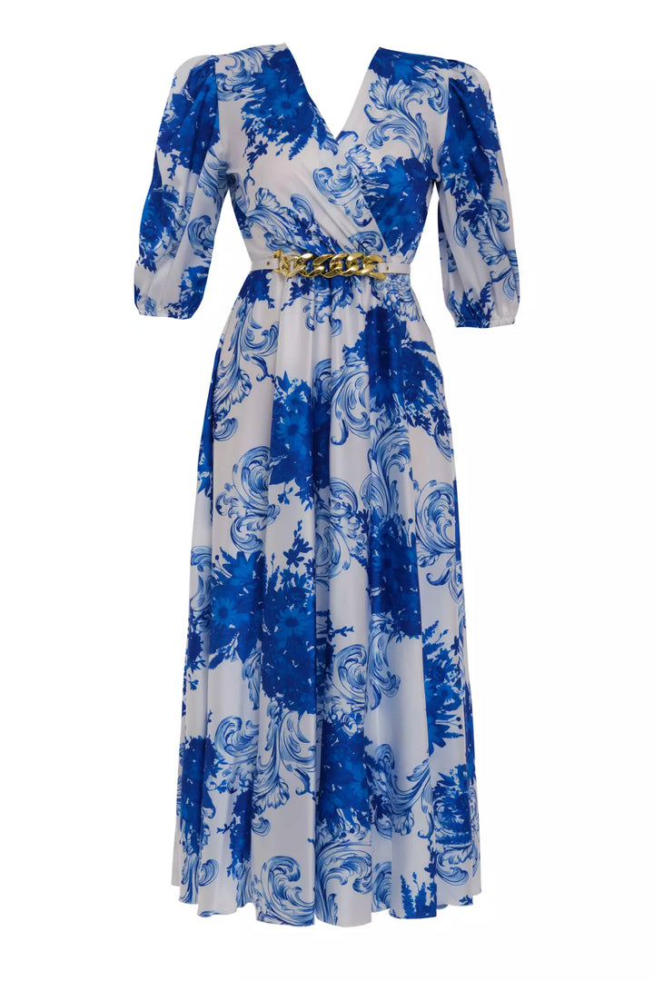 FRV Printed satin short sleeve midi dress - Wolfsburg