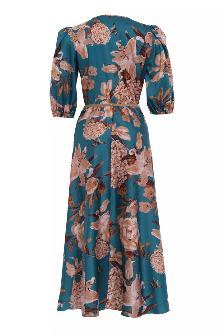 FRV Printed satin short sleeve midi dress - Aventura
