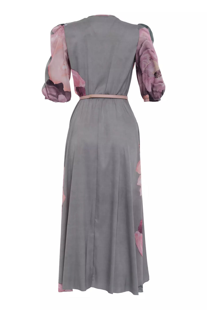 FRV Printed satin short sleeve midi dress - Burleson