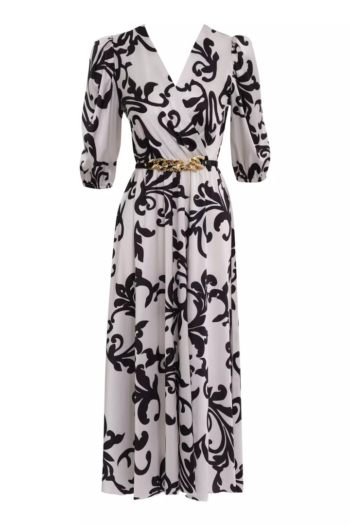 FRV Printed satin short sleeve midi dress - Modesto