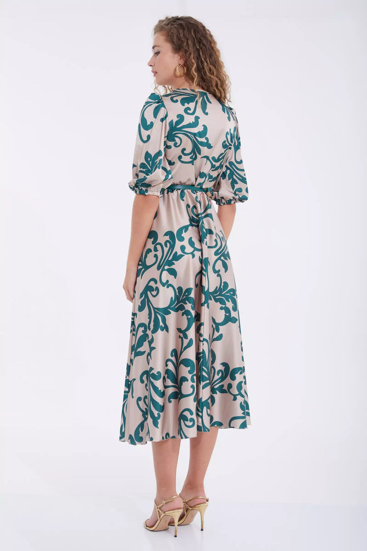 FRV Printed satin short sleeve midi dress - Walkden