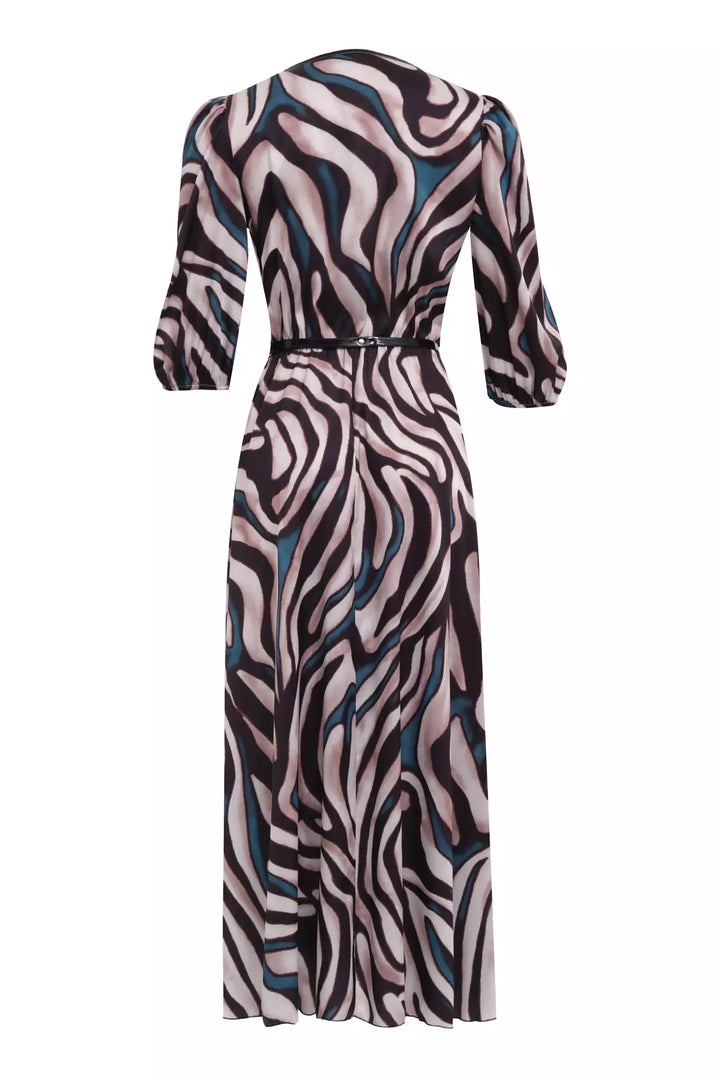 FRV Printed satin short sleeve midi dress - Villena