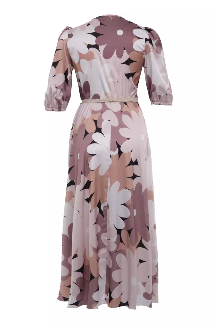 FRV Printed satin short sleeve midi dress - West Orange