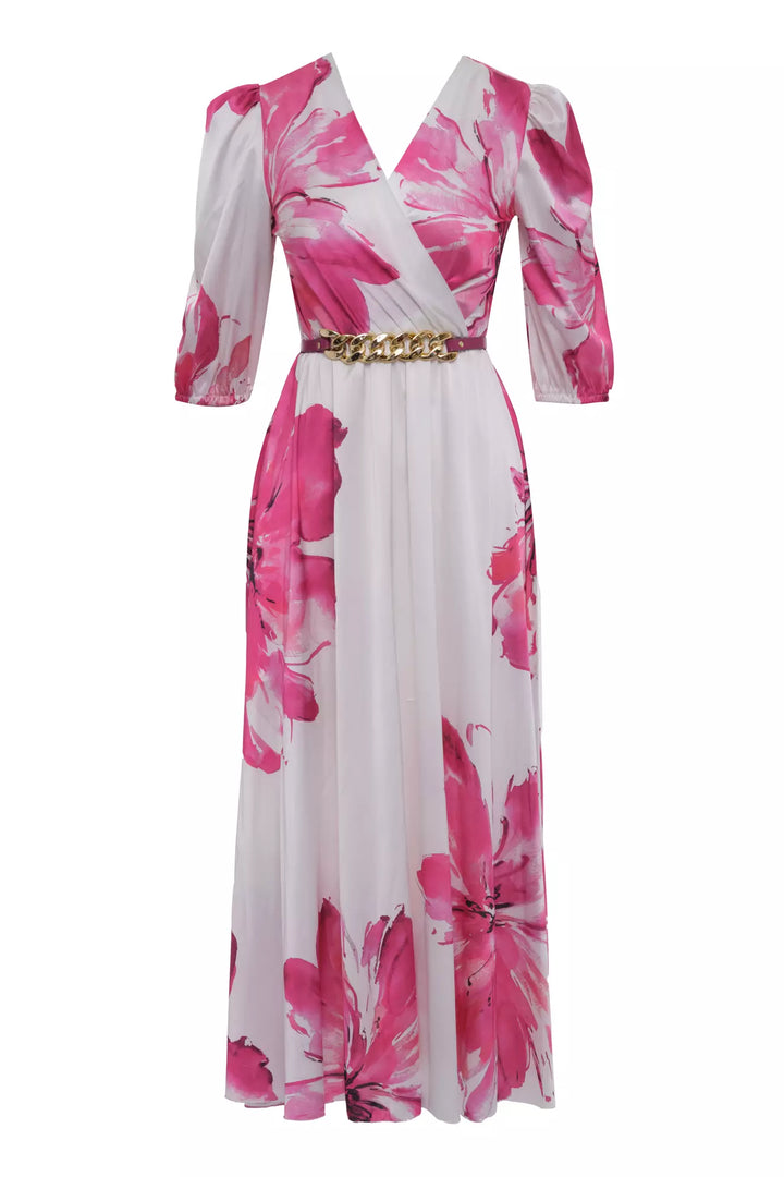FRV Printed satin short sleeve midi dress - Taunton