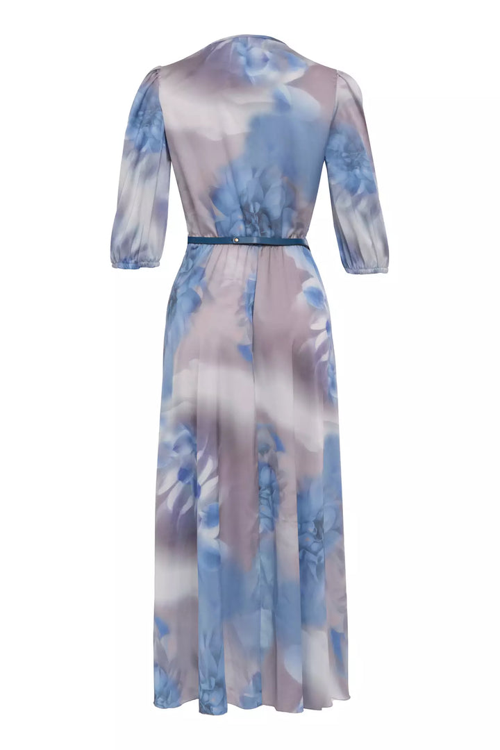FRV Printed satin short sleeve midi dress - Sunrise Manor