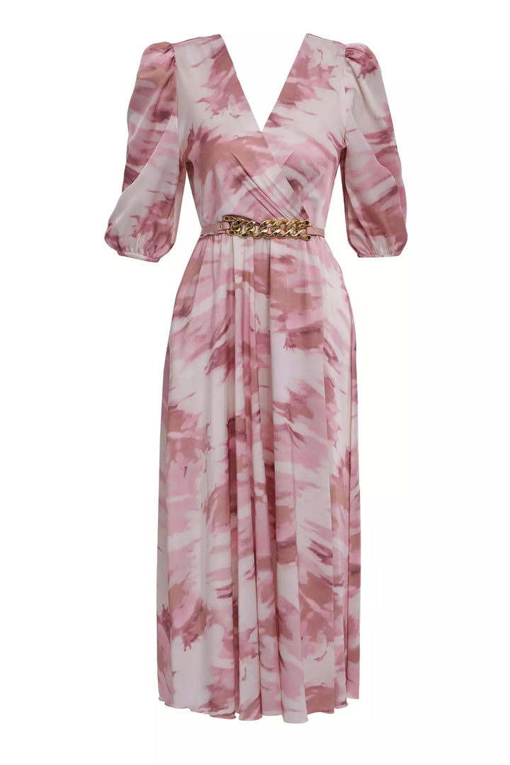FRV Printed satin short sleeve midi dress - Claremont