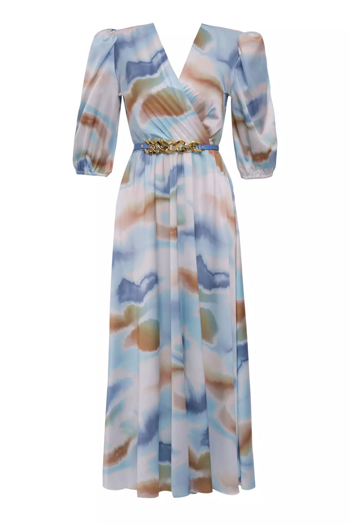 FRV Printed satin short sleeve midi dress - Marion