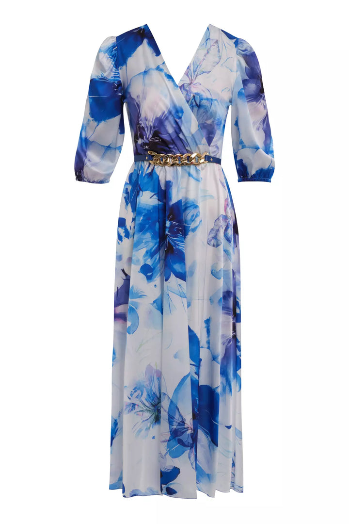 FRV Printed satin short sleeve midi dress - Fribourg