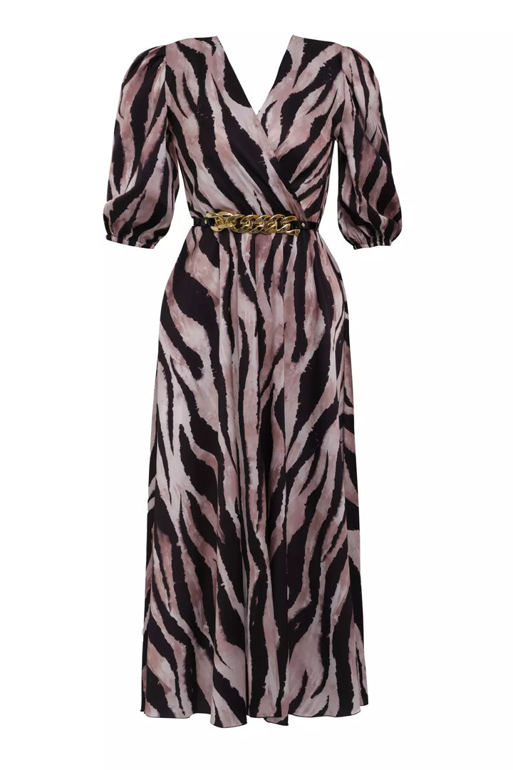 FRV Printed satin short sleeve midi dress - Cape Girardeau