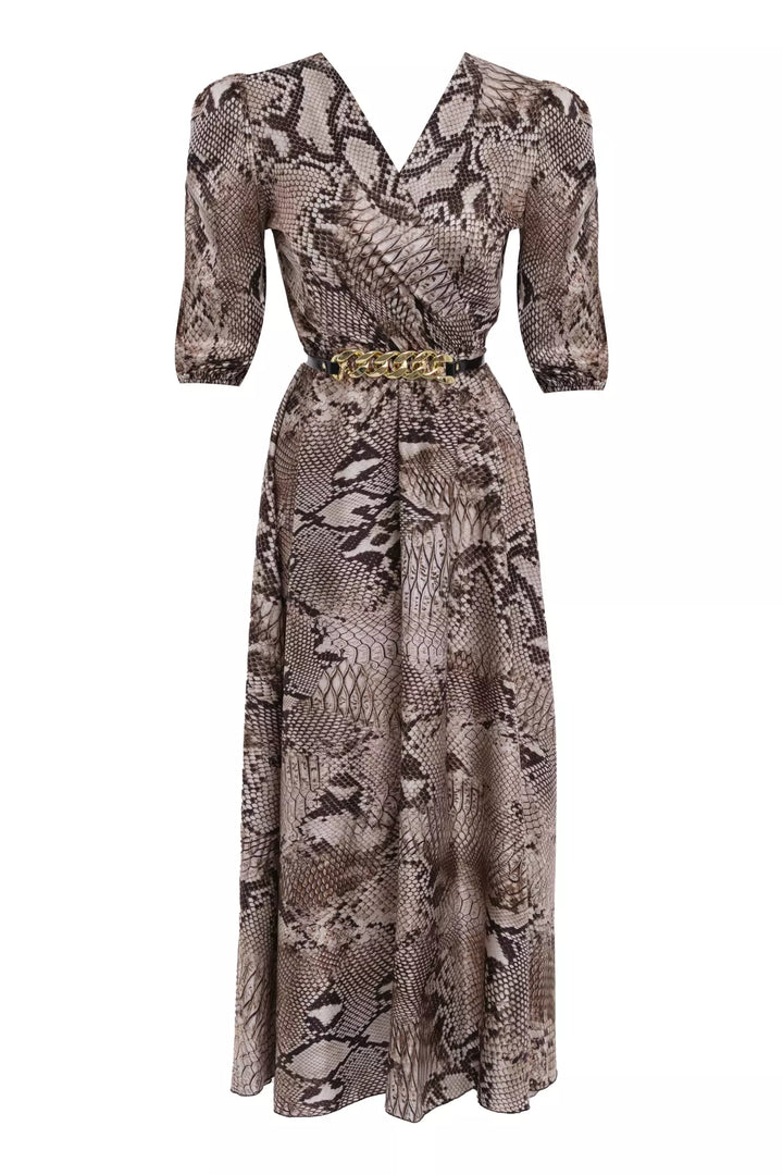 FRV Printed satin short sleeve midi dress - Hampton
