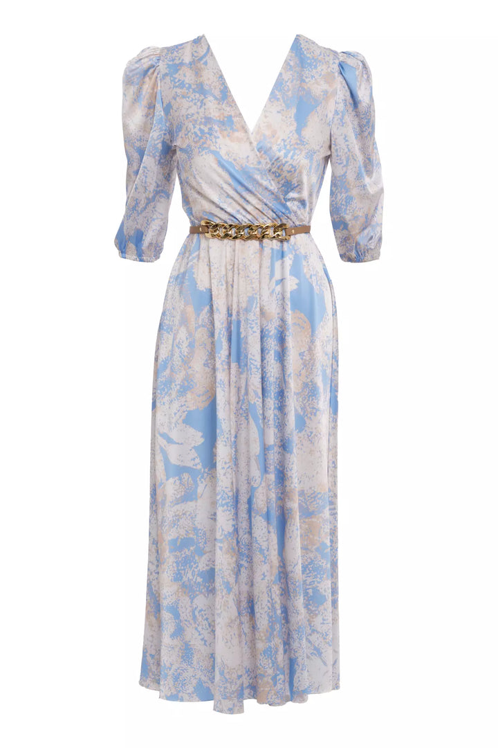 FRV Printed satin short sleeve midi dress - Huntington Beach