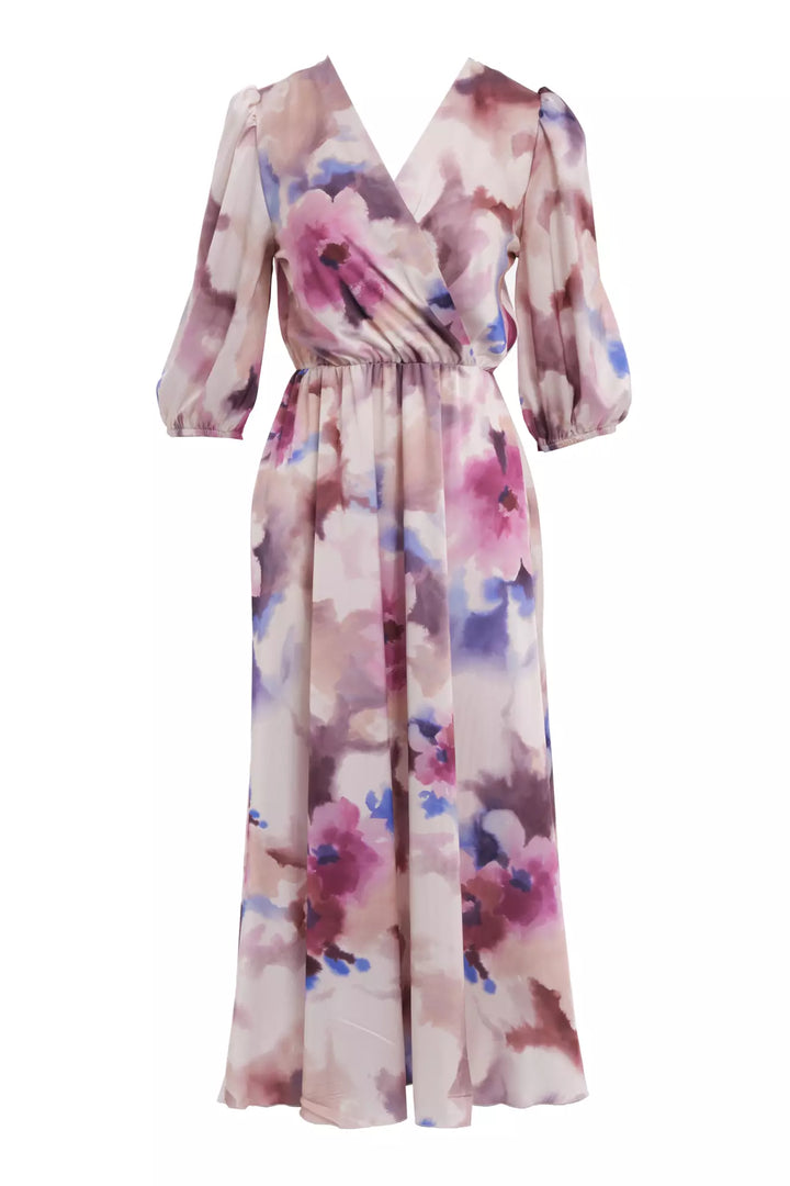 FRV Printed satin short sleeve midi dress - San Miguel de Allende