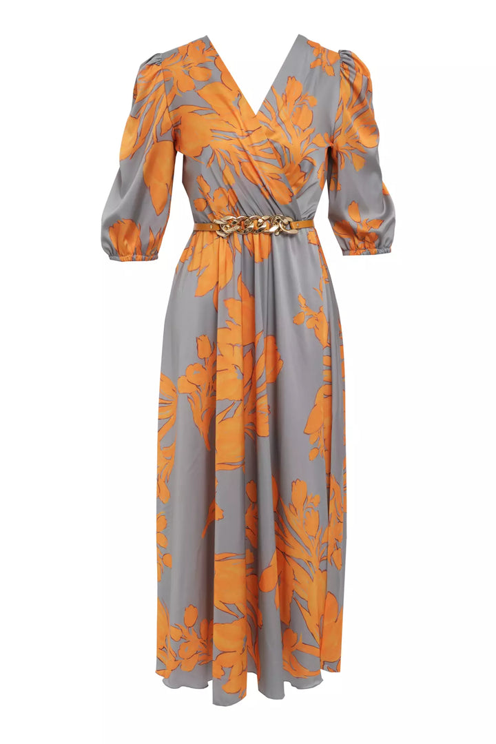 FRV Printed satin short sleeve midi dress - Gaithersburg