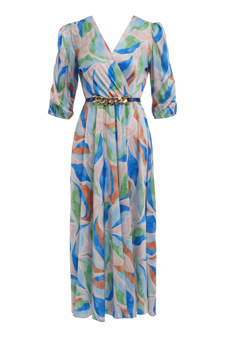 FRV Printed satin short sleeve midi dress - Tizayuca
