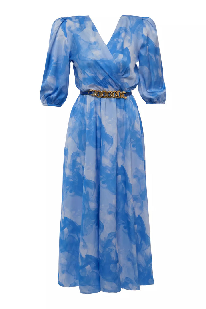 FRV Printed satin short sleeve midi dress - Benevento