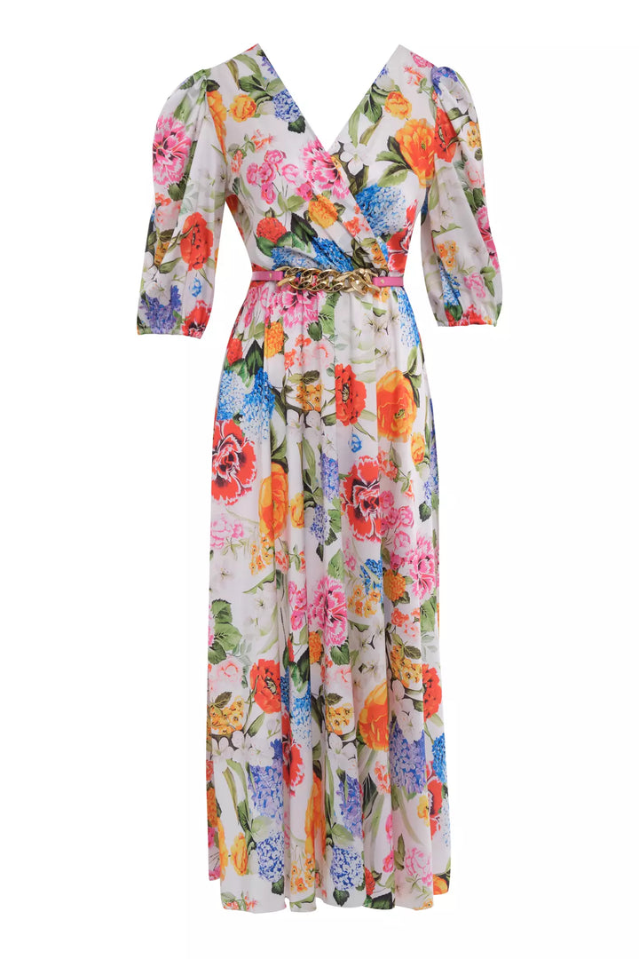 FRV Printed satin short sleeve midi dress - Eltham