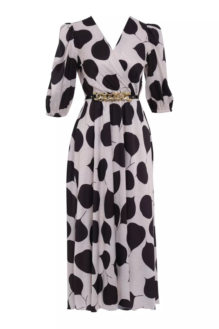 FRV Printed satin short sleeve midi dress - Maddaloni