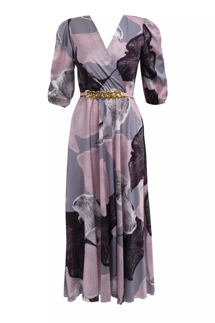 FRV Printed satin short sleeve midi dress - Herford