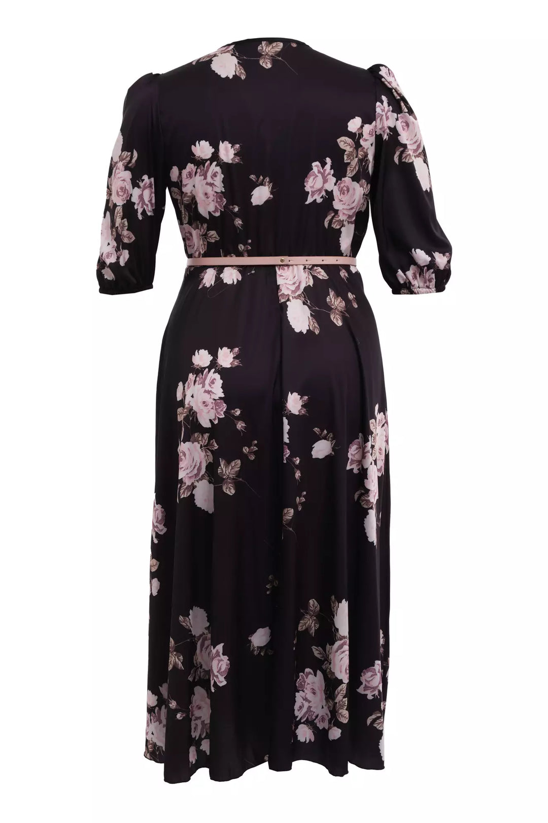 FRV Printed plus size satin short sleeve midi dress - Rivoli