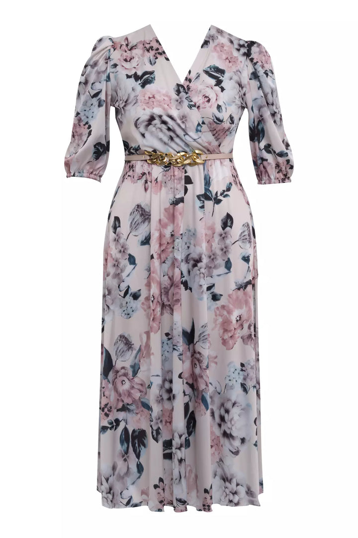 FRV Printed plus size satin short sleeve midi dress - Oranienburg