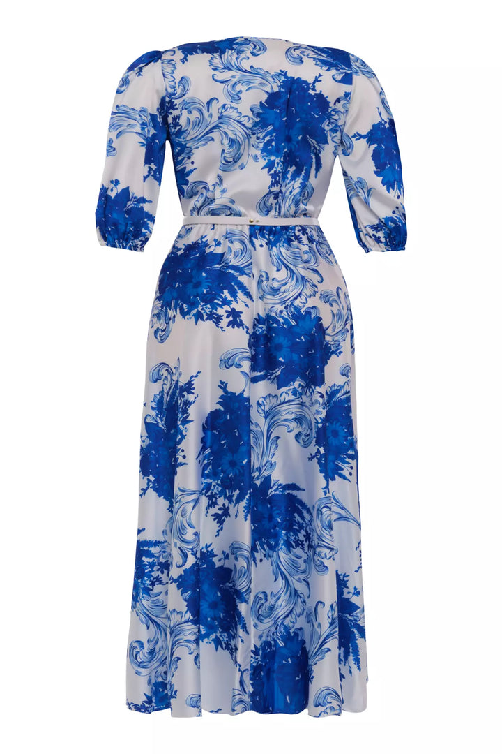 FRV Printed plus size satin short sleeve midi dress - Temascal
