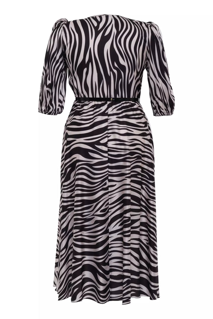 FRV Printed plus size satin short sleeve midi dress - Mission