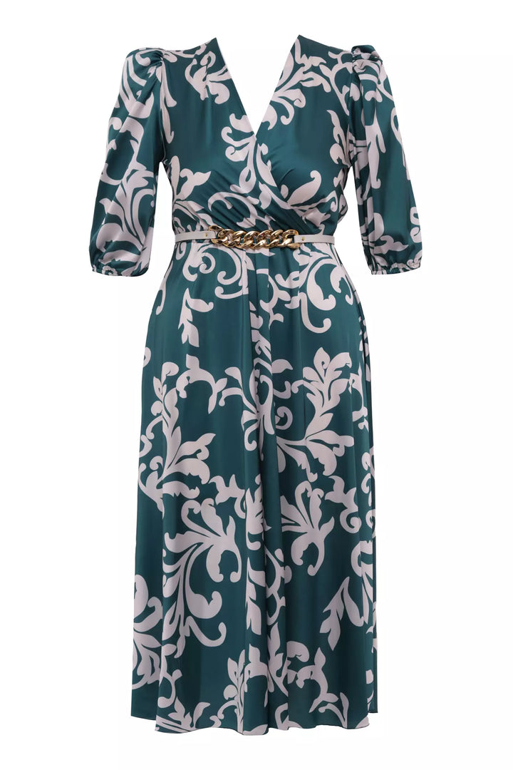 FRV Printed plus size satin short sleeve midi dress - Guasavito