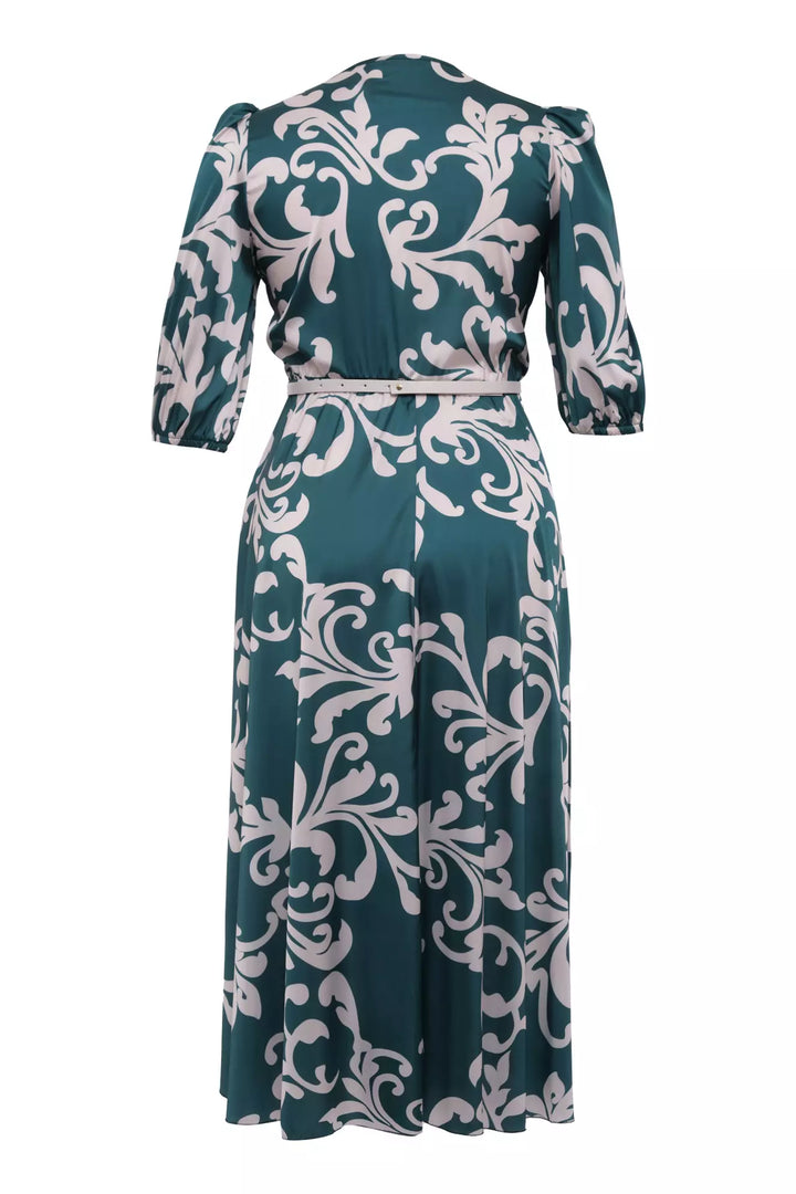 FRV Printed plus size satin short sleeve midi dress - Guasavito