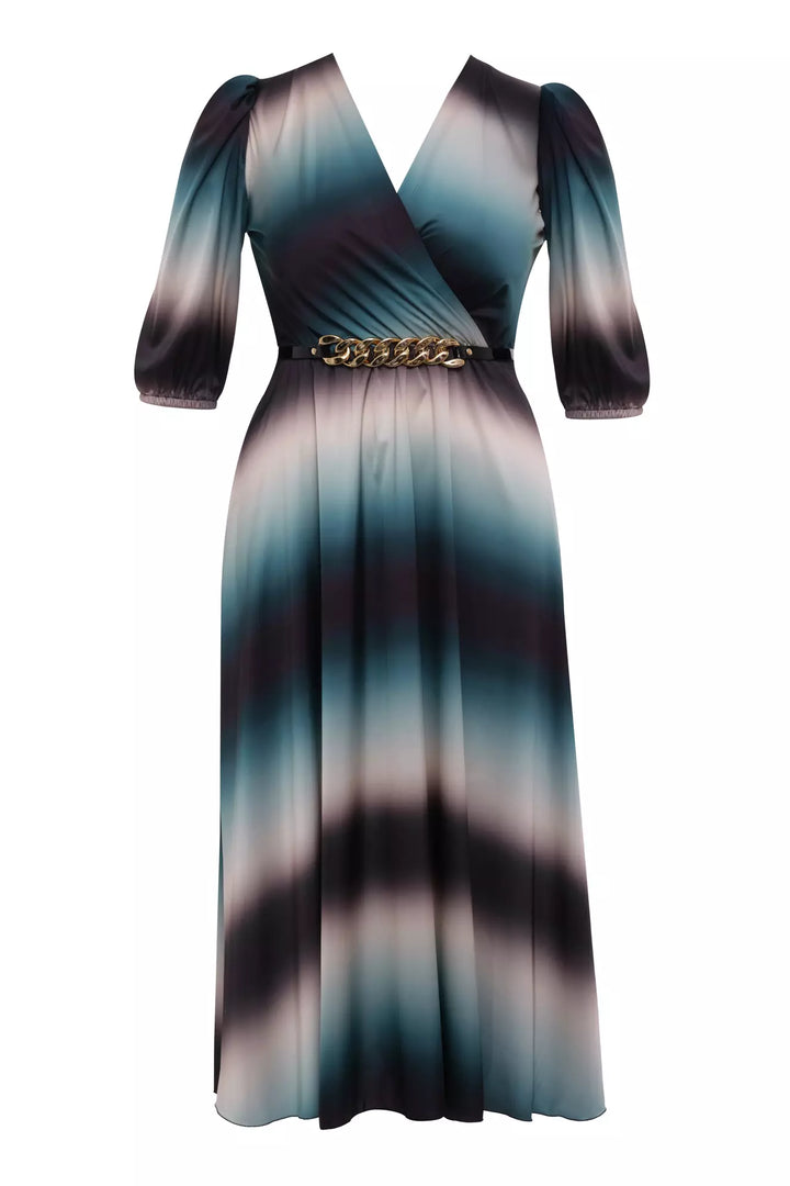 FRV Printed plus size satin short sleeve midi dress - Syracuse