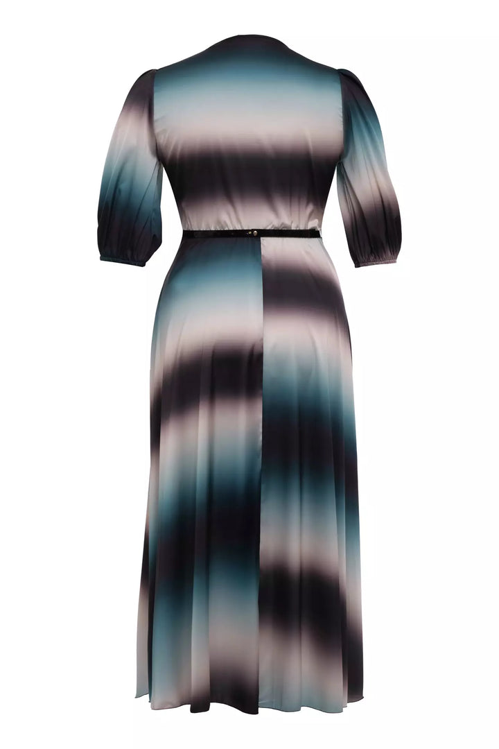 FRV Printed plus size satin short sleeve midi dress - Syracuse