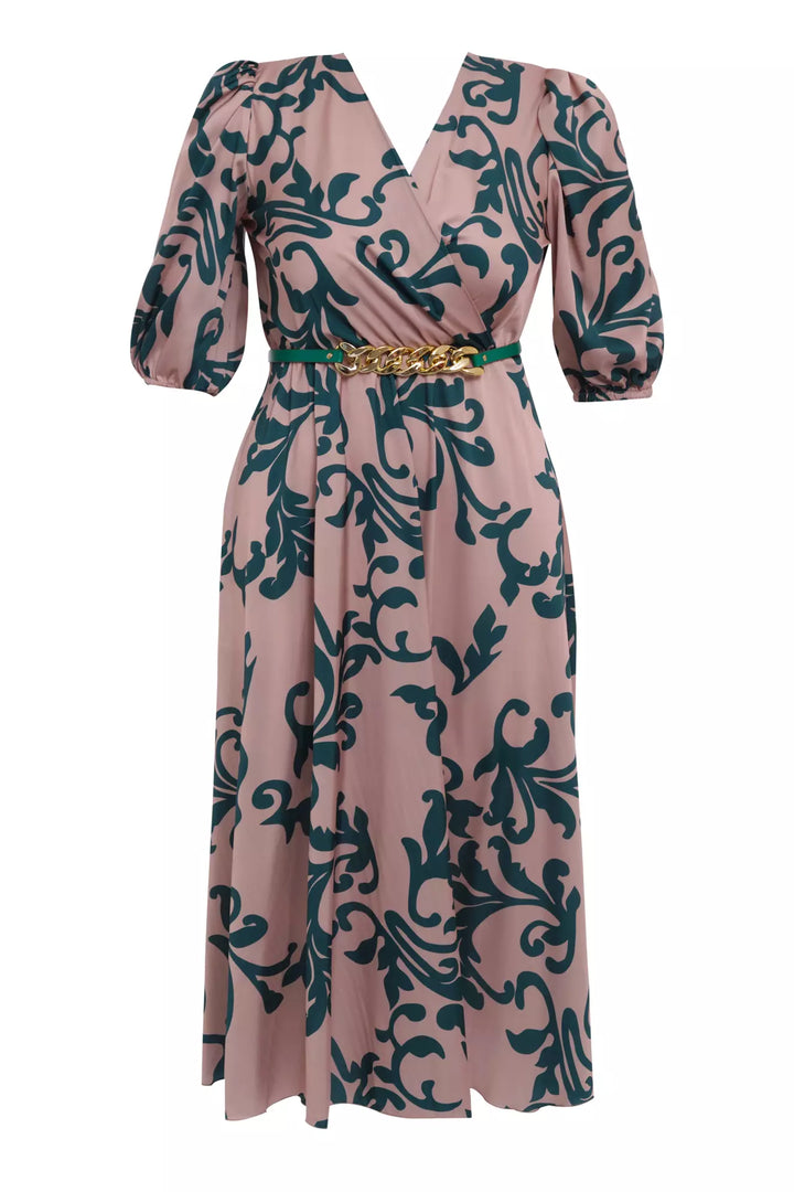 FRV Printed plus size satin short sleeve midi dress - Stouffville