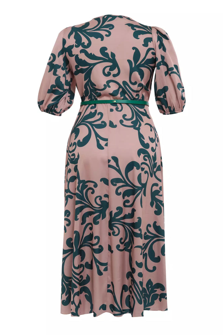 FRV Printed plus size satin short sleeve midi dress - Stouffville