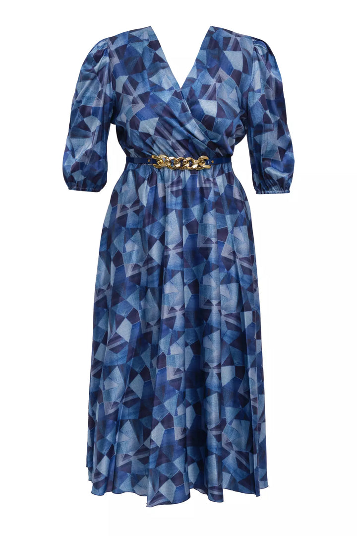 FRV Printed plus size satin short sleeve midi dress - Ciudad Apodaca