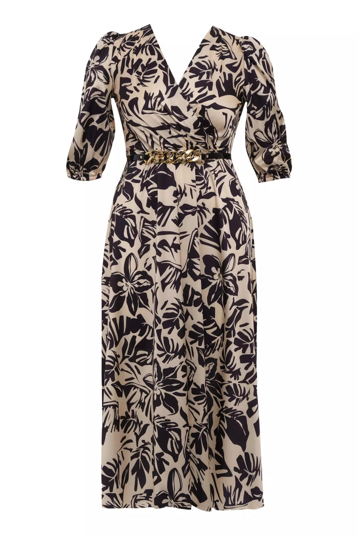 FRV Printed plus size satin short sleeve midi dress - Whitney