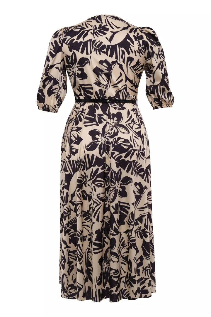 FRV Printed plus size satin short sleeve midi dress - Whitney