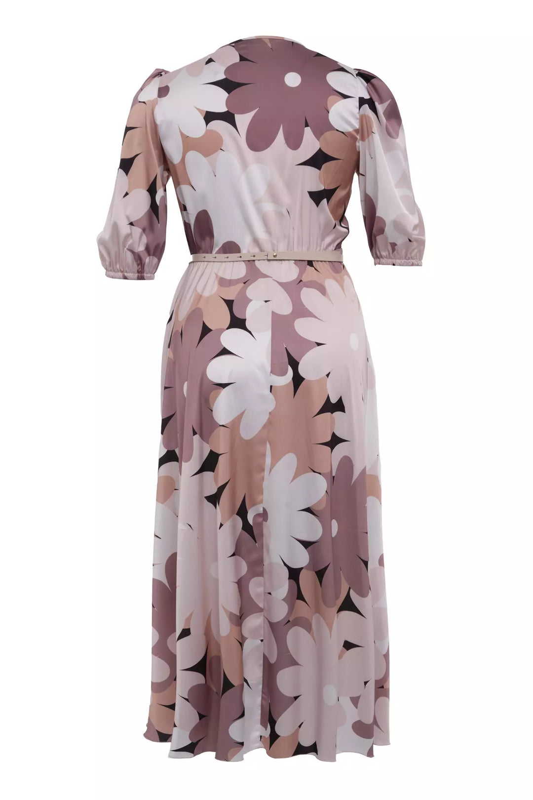 FRV Printed plus size satin short sleeve midi dress - Ocoyoacac