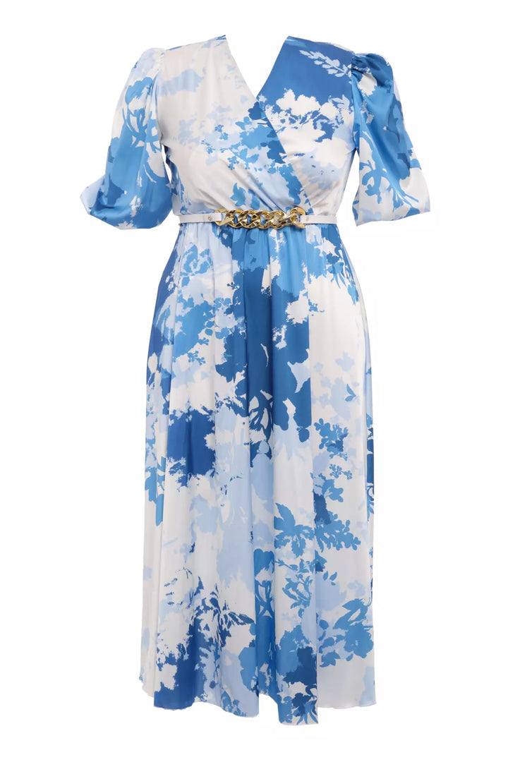 FRV Printed plus size satin short sleeve midi dress - Upland