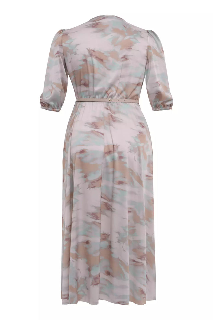 FRV Printed plus size satin short sleeve midi dress - Williamsburg