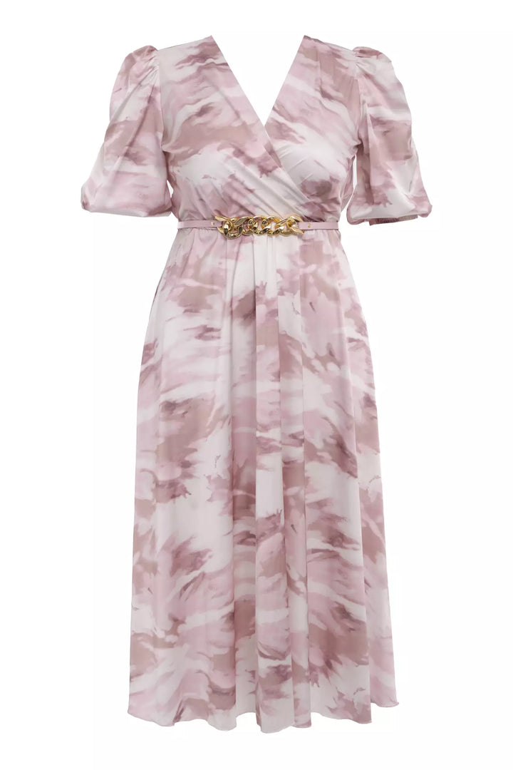 FRV Printed plus size satin short sleeve midi dress - San Rafael