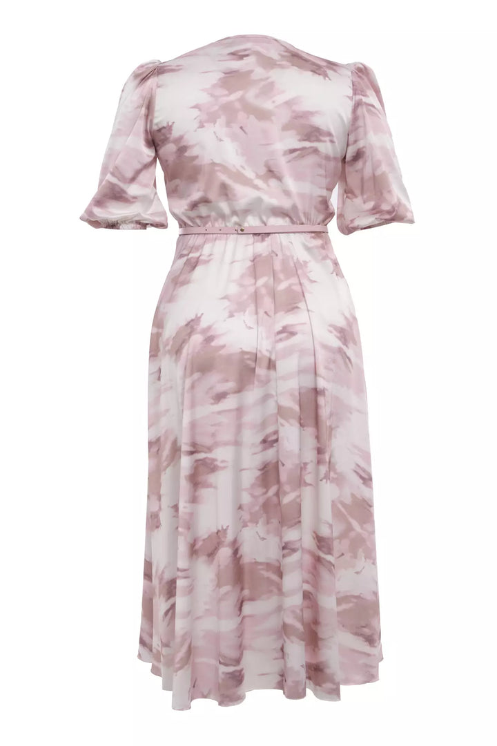 FRV Printed plus size satin short sleeve midi dress - San Rafael