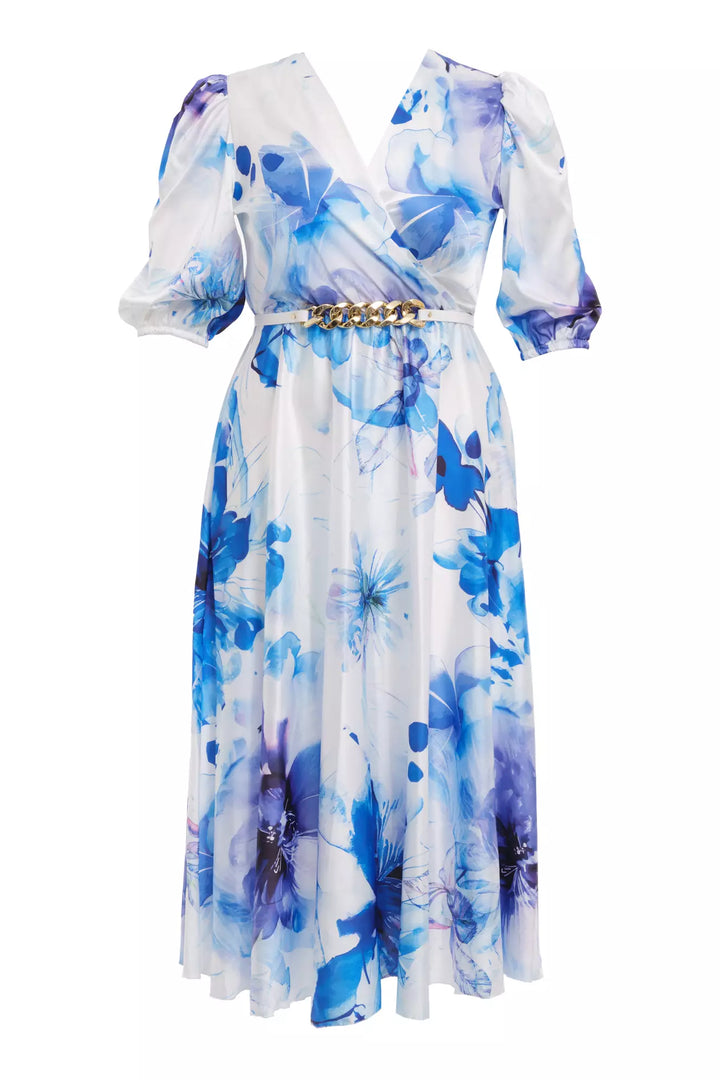 FRV Printed plus size satin short sleeve midi dress - Nampa