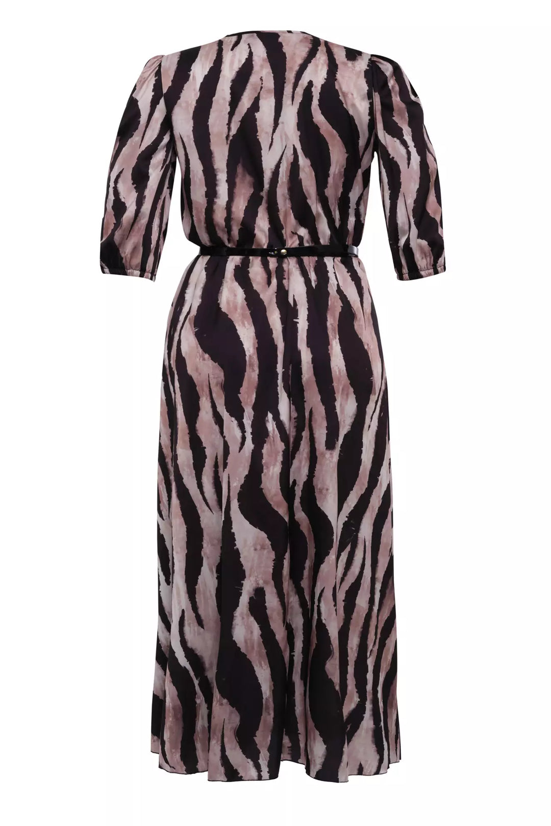 FRV Printed plus size satin short sleeve midi dress - Monreale
