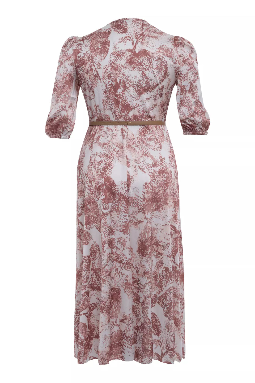 FRV Printed plus size satin short sleeve midi dress - Paradise