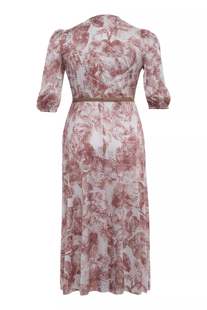 FRV Printed plus size satin short sleeve midi dress - Paradise