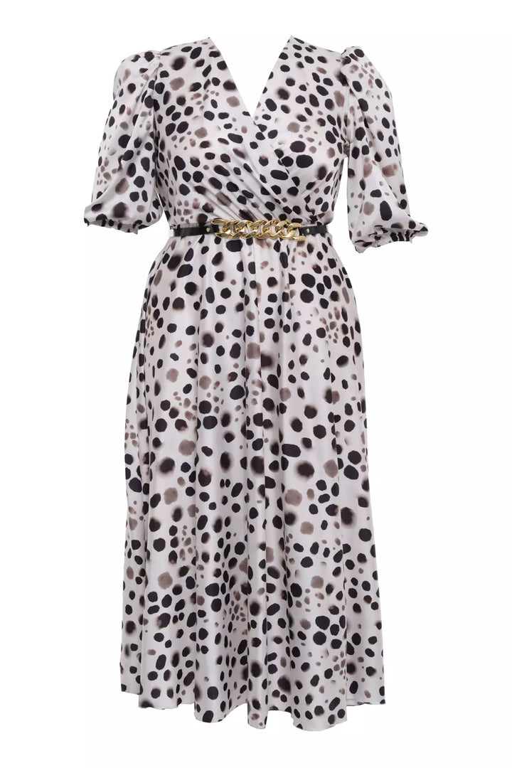 FRV Printed plus size satin short sleeve midi dress - Fort Wayne